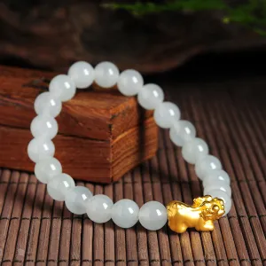Natural Jade Bracelet Jadeite Gold Pixiu Bracelet BT41