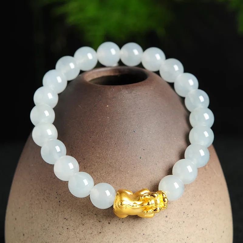 Natural Jade Bracelet Jadeite Gold Pixiu Bracelet BT41