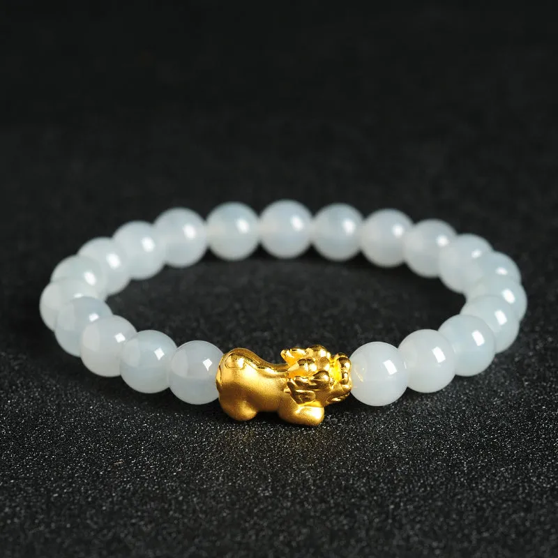 Natural Jade Bracelet Jadeite Gold Pixiu Bracelet BT41