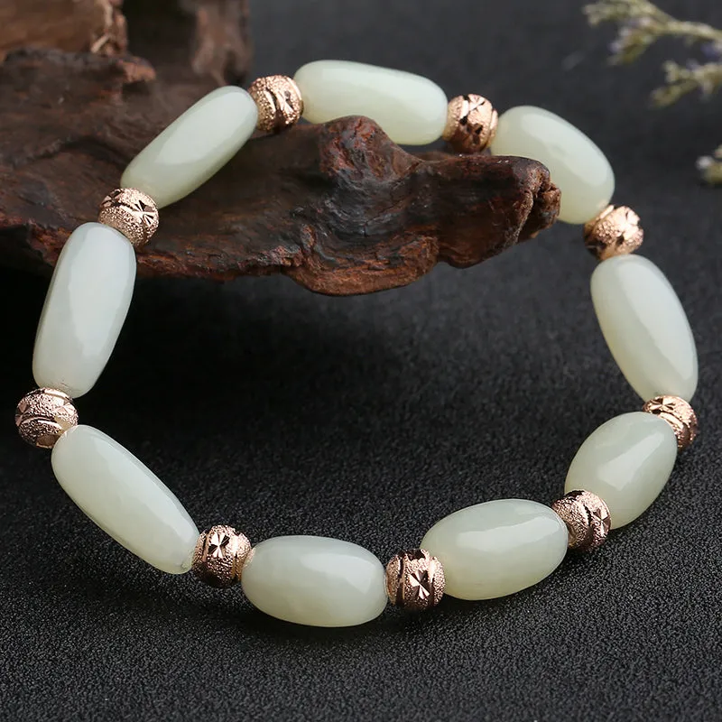 Natural Jade Bracelet Nephrite Silver Bracelet BT145