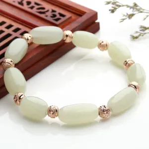 Natural Jade Bracelet Nephrite Silver Bracelet BT145