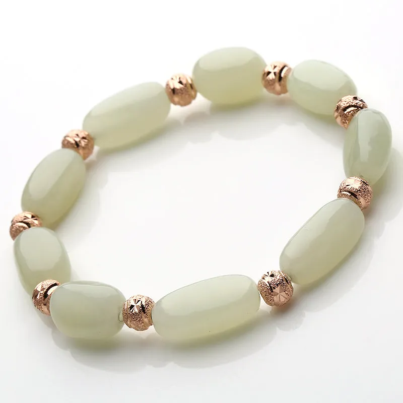 Natural Jade Bracelet Nephrite Silver Bracelet BT145