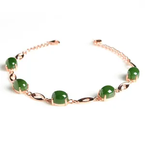 Natural Jade Bracelet Nephrite Silver Bracelet WB11