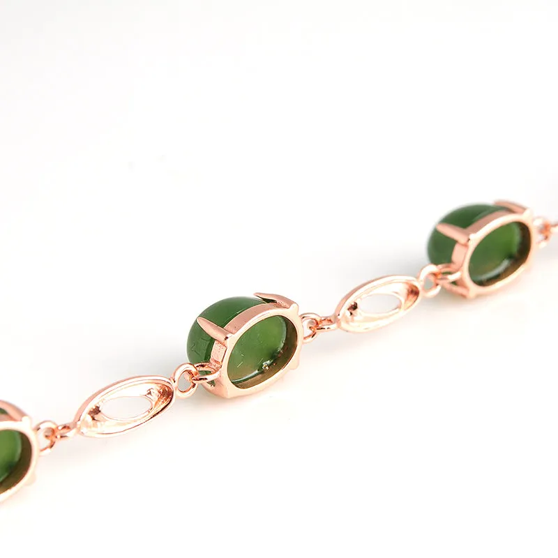 Natural Jade Bracelet Nephrite Silver Bracelet WB11