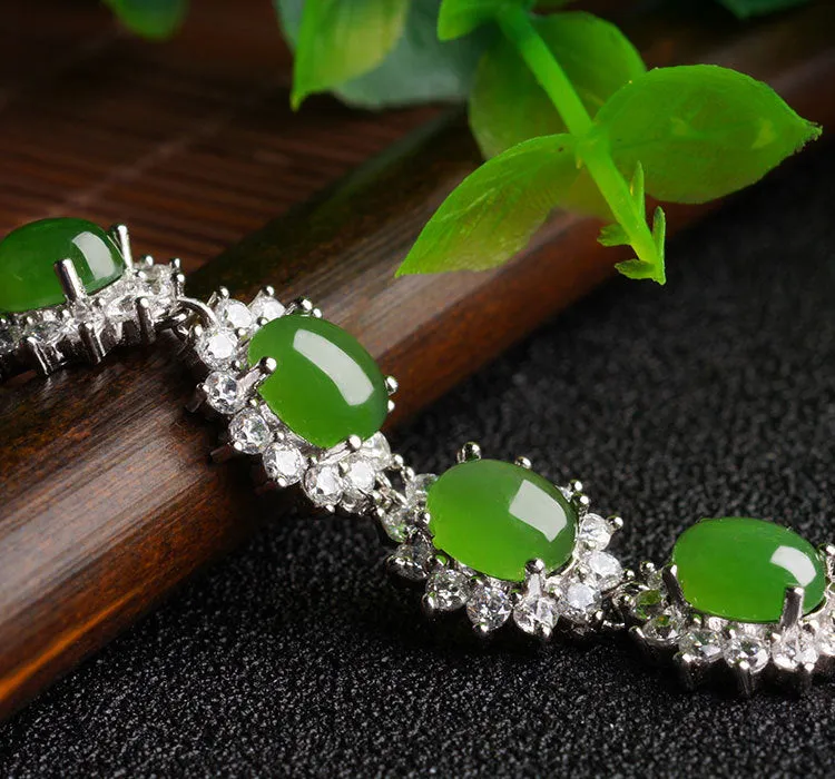 Natural Jade Bracelet Nephrite Silver Bracelet ZNB161 ZNB161