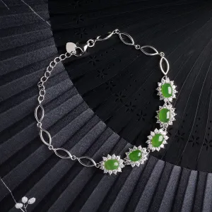 Natural Jade Bracelet Nephrite Silver Bracelet ZNB161 ZNB161