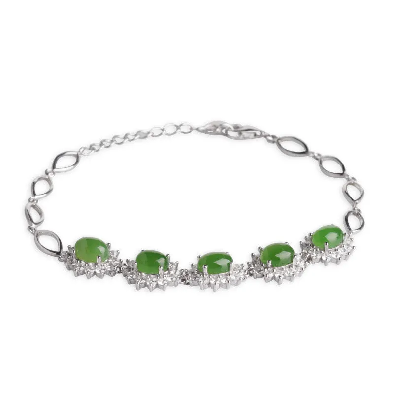 Natural Jade Bracelet Nephrite Silver Bracelet ZNB161 ZNB161