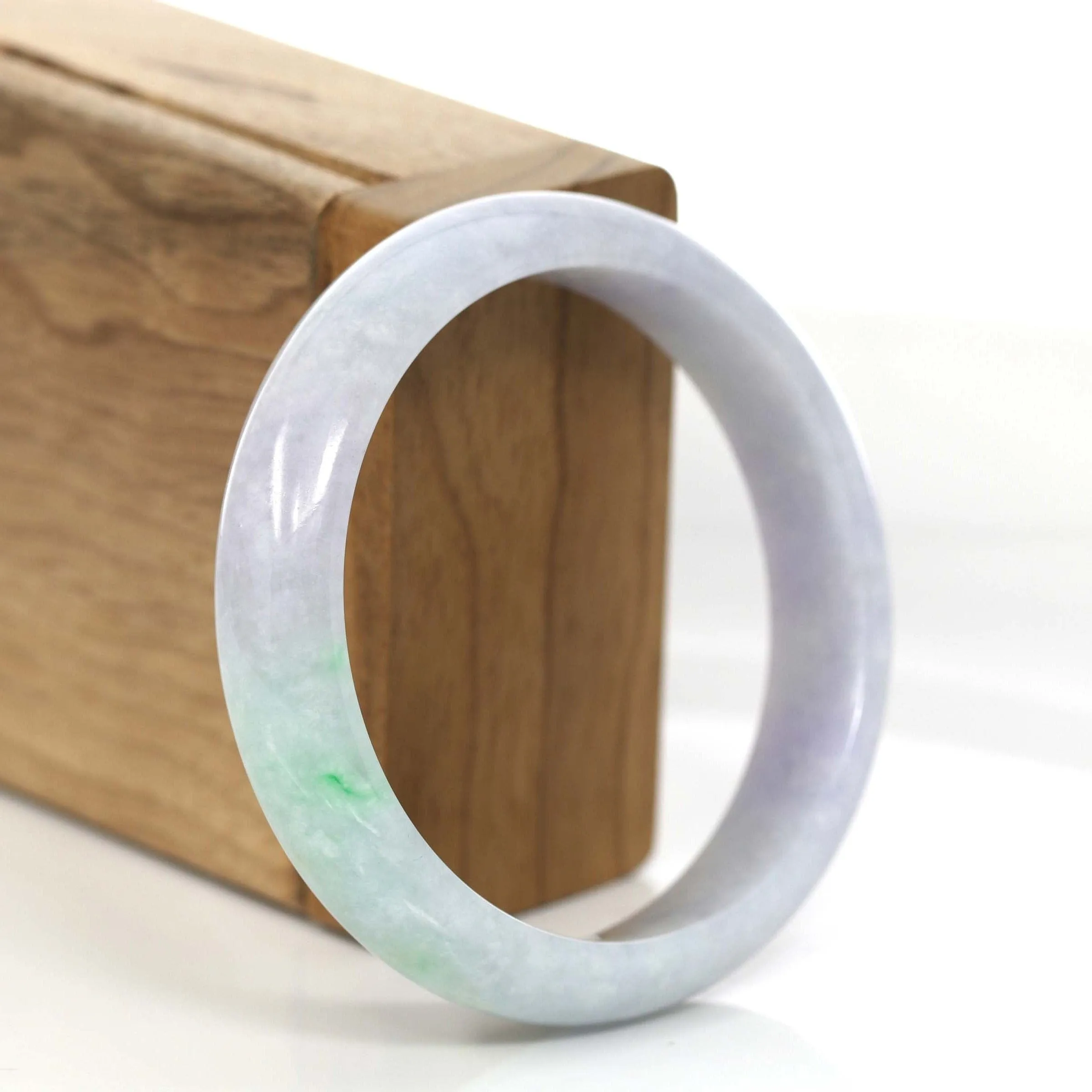Natural Lavender- Green Jadeite Jade Bangle Bracelet (56.84 mm) #746