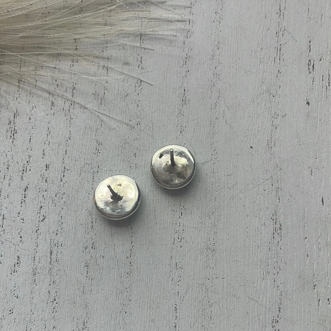 Navajo Opal Inlay & Sterling Silver Stud Earrings