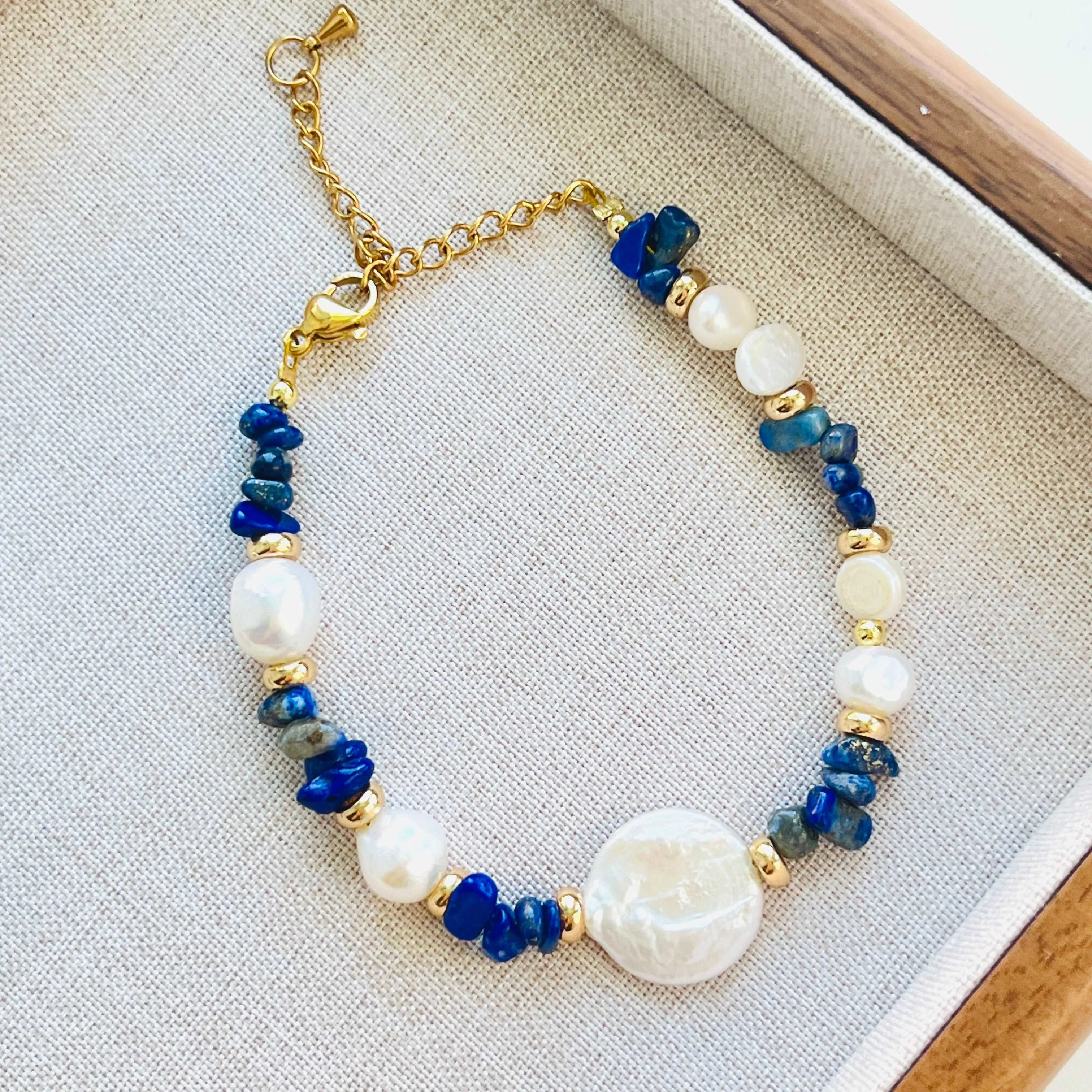 Ocean Blue Baroque Pearl Bracelet