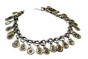 On Hold for L - Antique Late Ottoman Era Silver Gold Gilt Kurdish Filigree Chain Bracelet