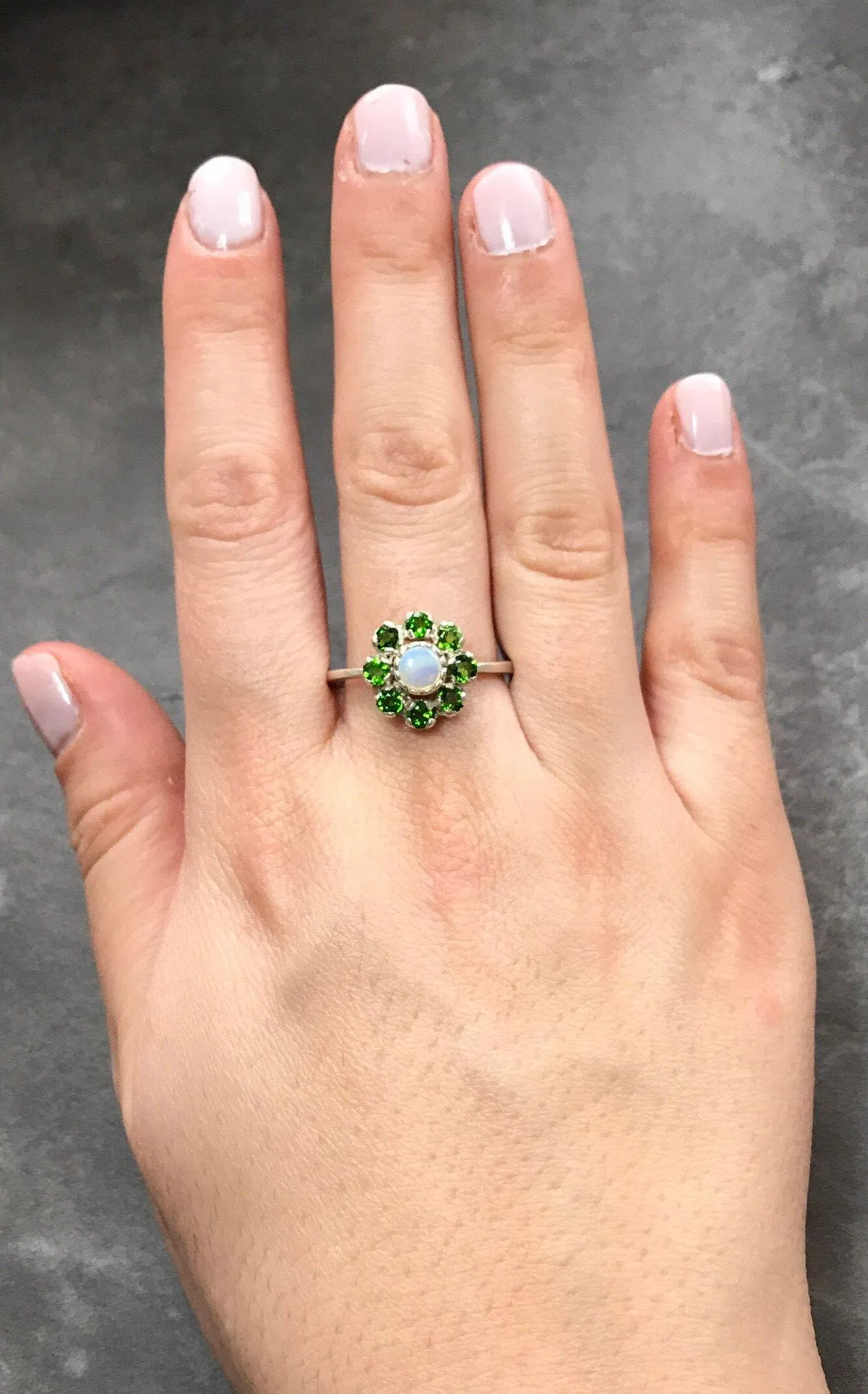 Opal Flower Ring - Vintage Daisy Ring - October Birthstone Ring