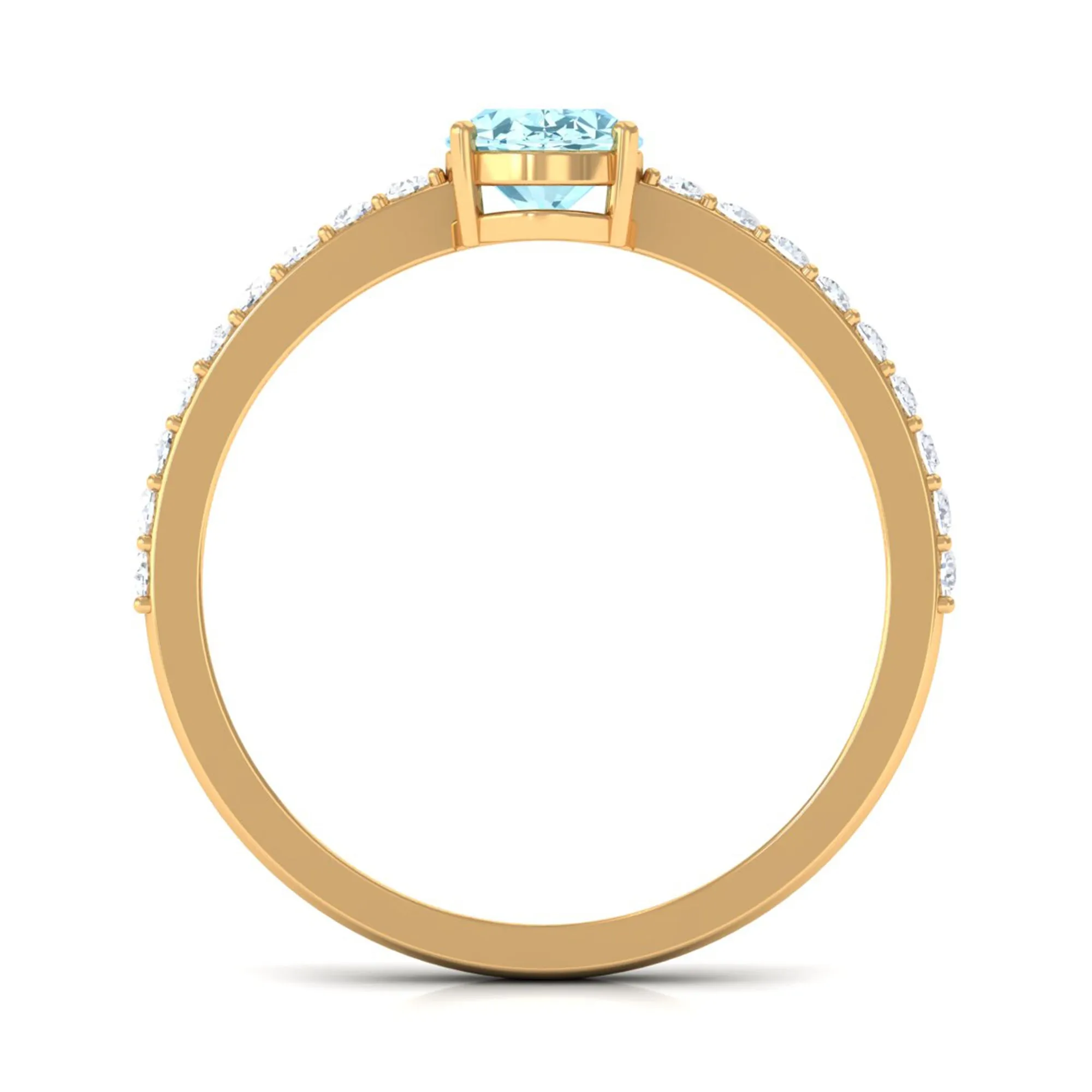 Oval Aquamarine Solitaire Engagement Ring with Diamond