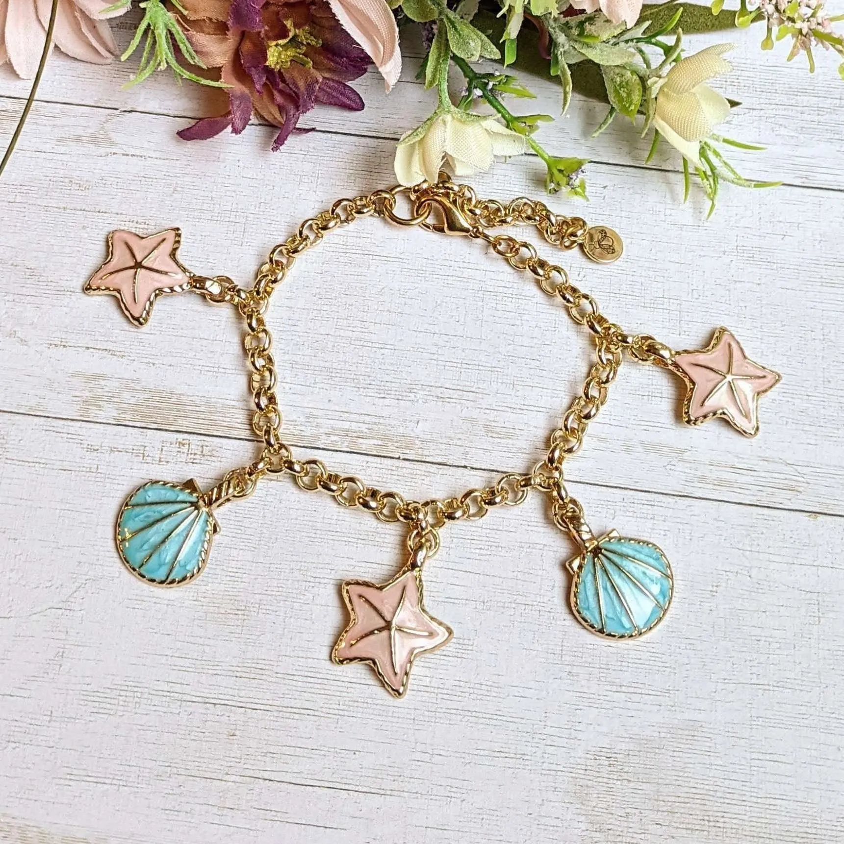 Pastel Seashell Charm Bracelet