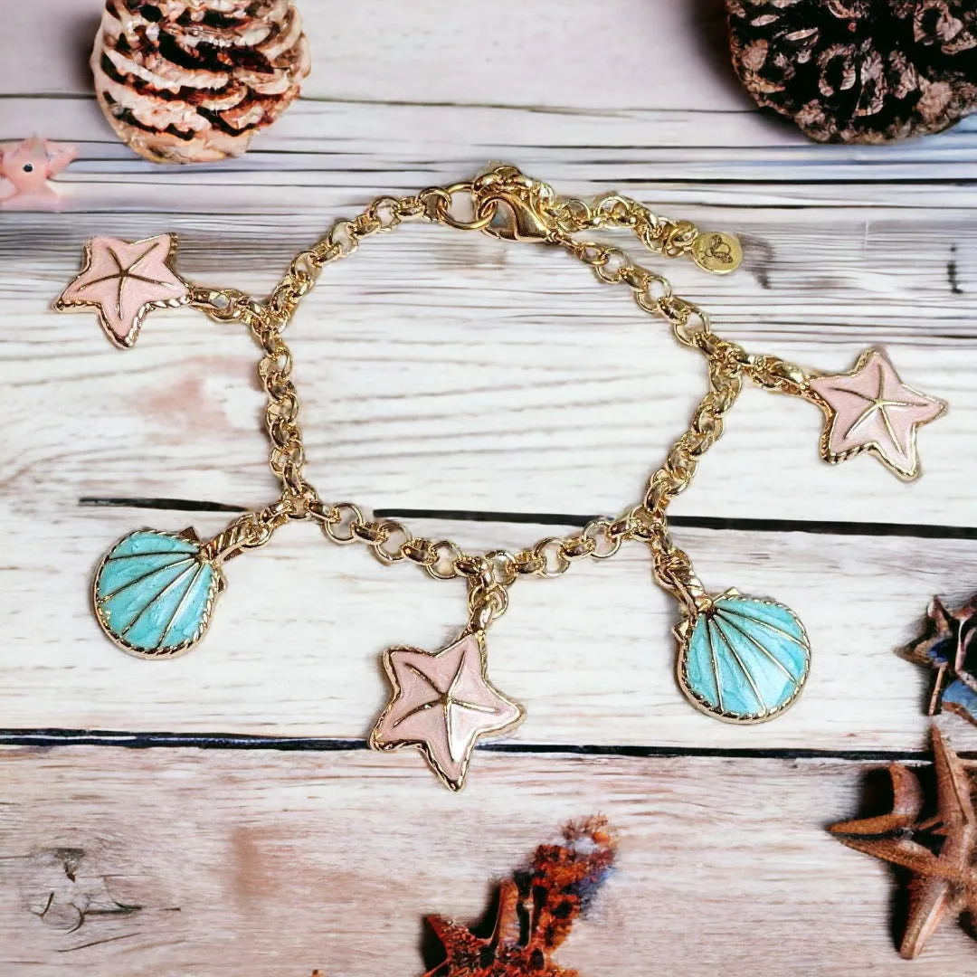 Pastel Seashell Charm Bracelet