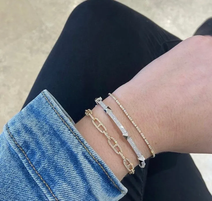 Pave Diamond Tri-Link Bracelet