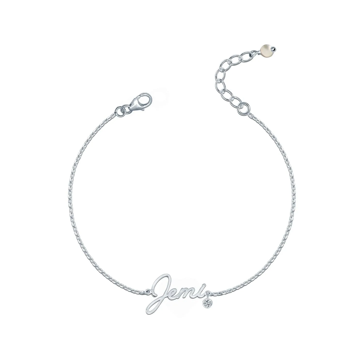 Personalised 925 Sterling Silver Name Signature Font Name Anklet for Womens and Girls 1 Pc