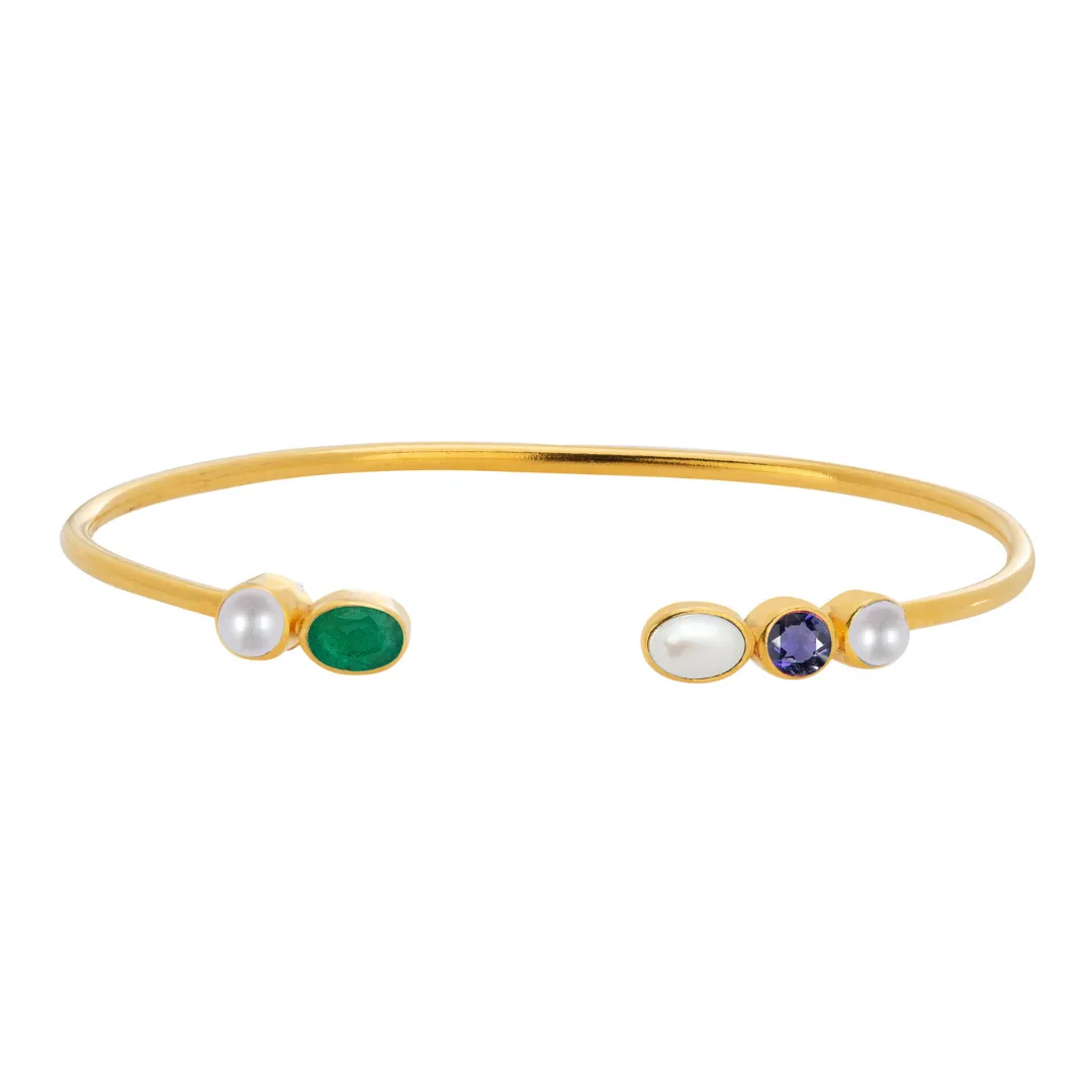 Personalised Birthstone Cuff (6 Gemstones)