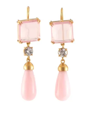 Pink Opal and Rose Quartz Earrings
