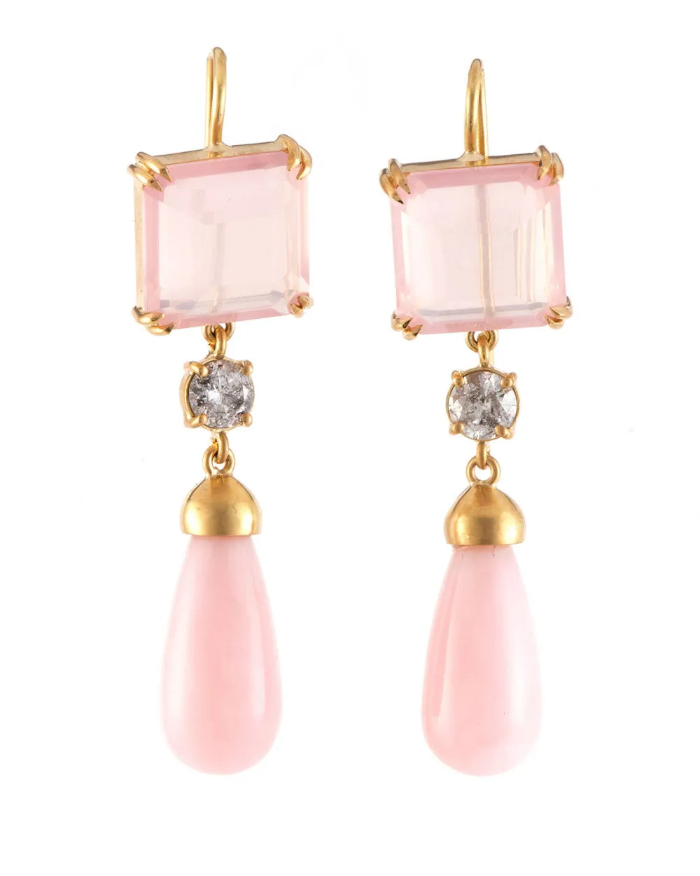 Pink Opal and Rose Quartz Earrings