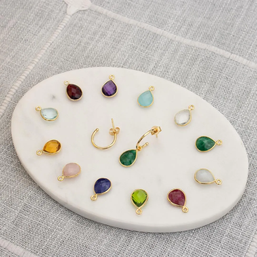 Pink Opal Drop Hoop Earrings | Rose Gold - October