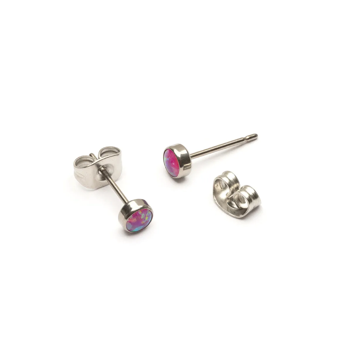Pink Opal Titanium Stud Earrings