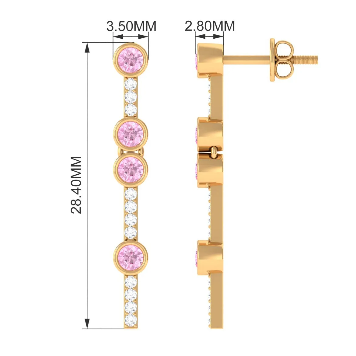 Pink Sapphire and Diamond Dangle Earrings