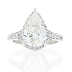 Platinum Pear Shaped Diamond Engagement Ring