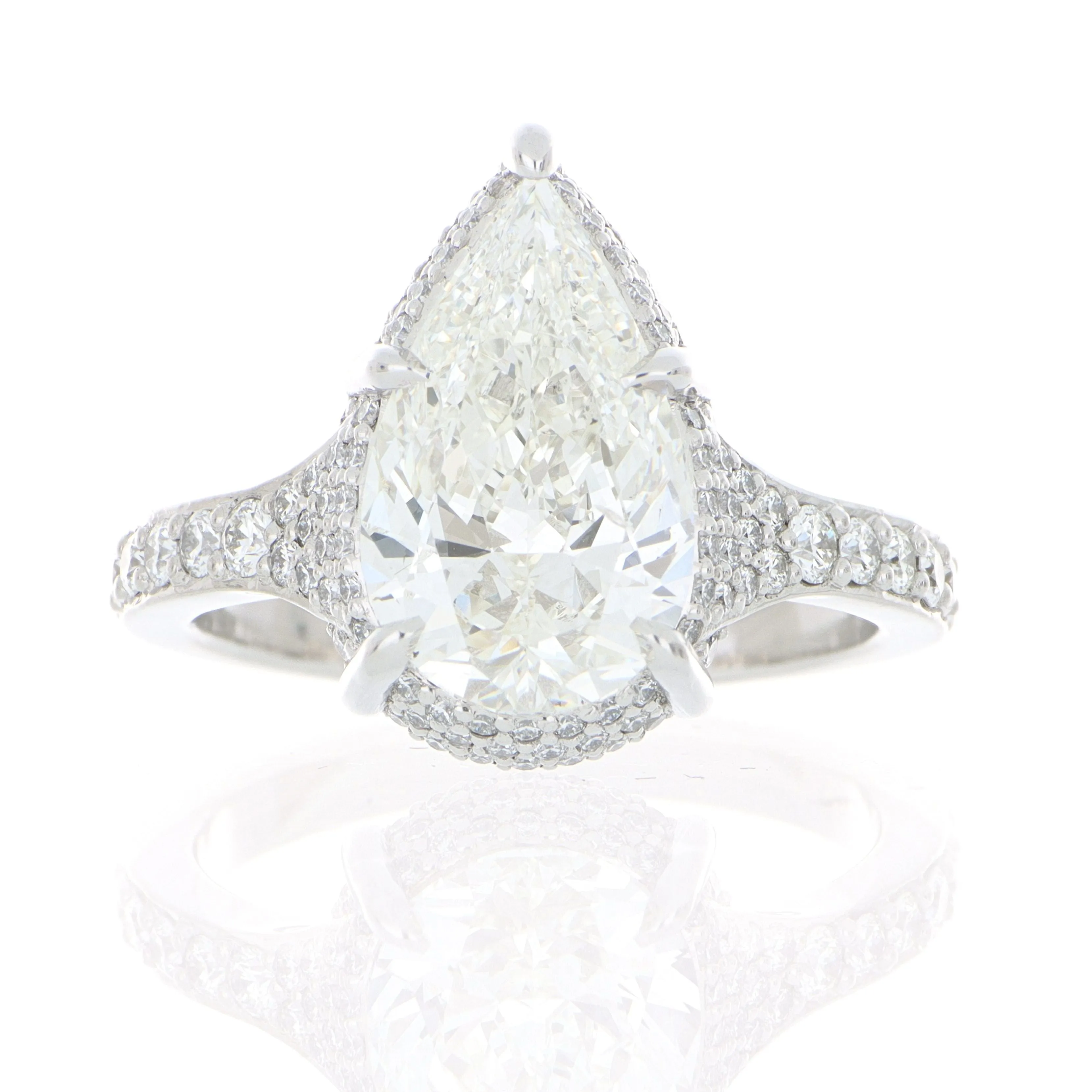 Platinum Pear Shaped Diamond Engagement Ring