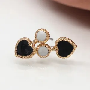POM Faux Gold Edged Heart & Circle Stud Earrings