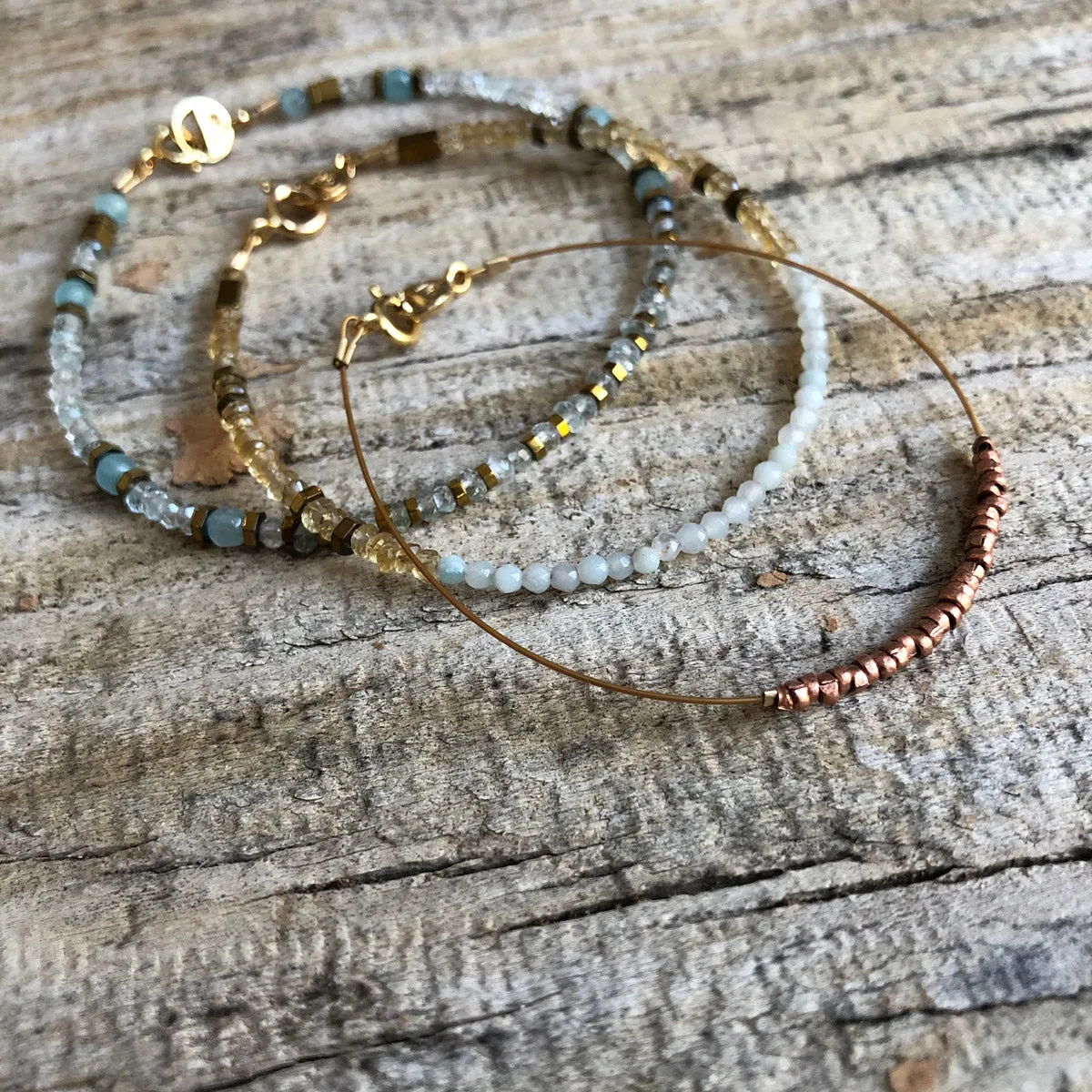 "Amador City" Aquamarine Gemstone Beaded Bracelet