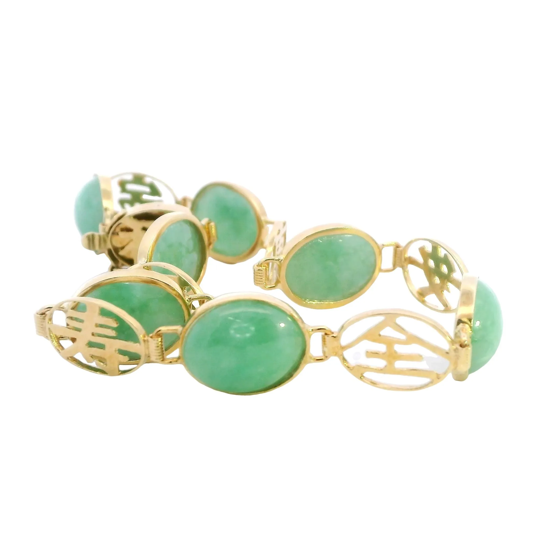 Radiant Harmony: 18ct Yellow Gold Jade Bracelet