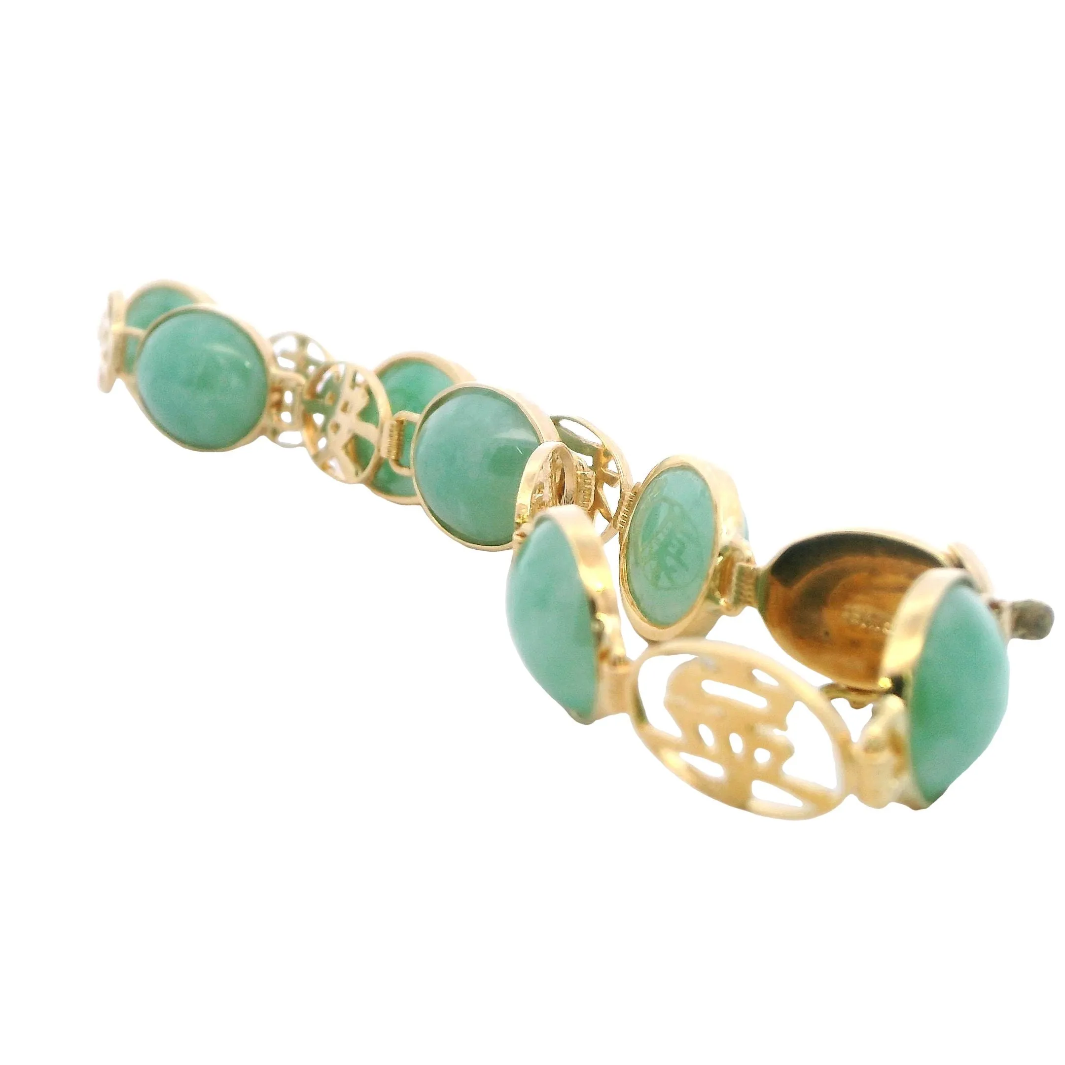 Radiant Harmony: 18ct Yellow Gold Jade Bracelet