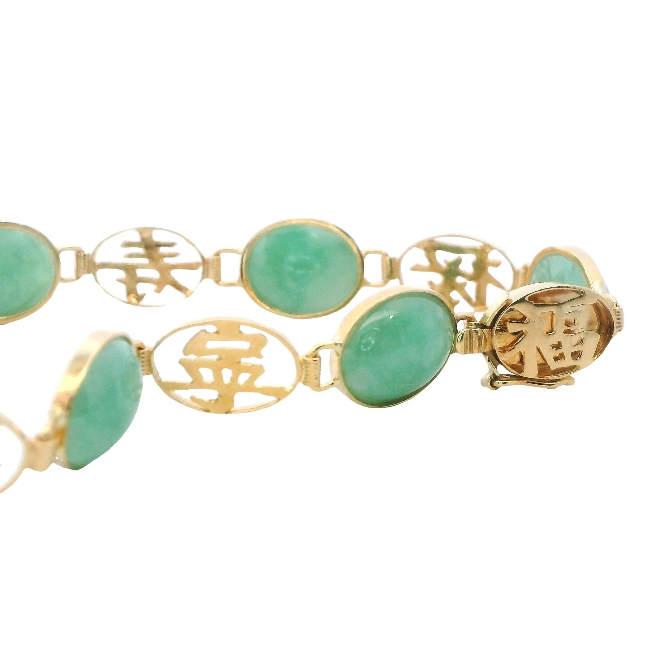 Radiant Harmony: 18ct Yellow Gold Jade Bracelet