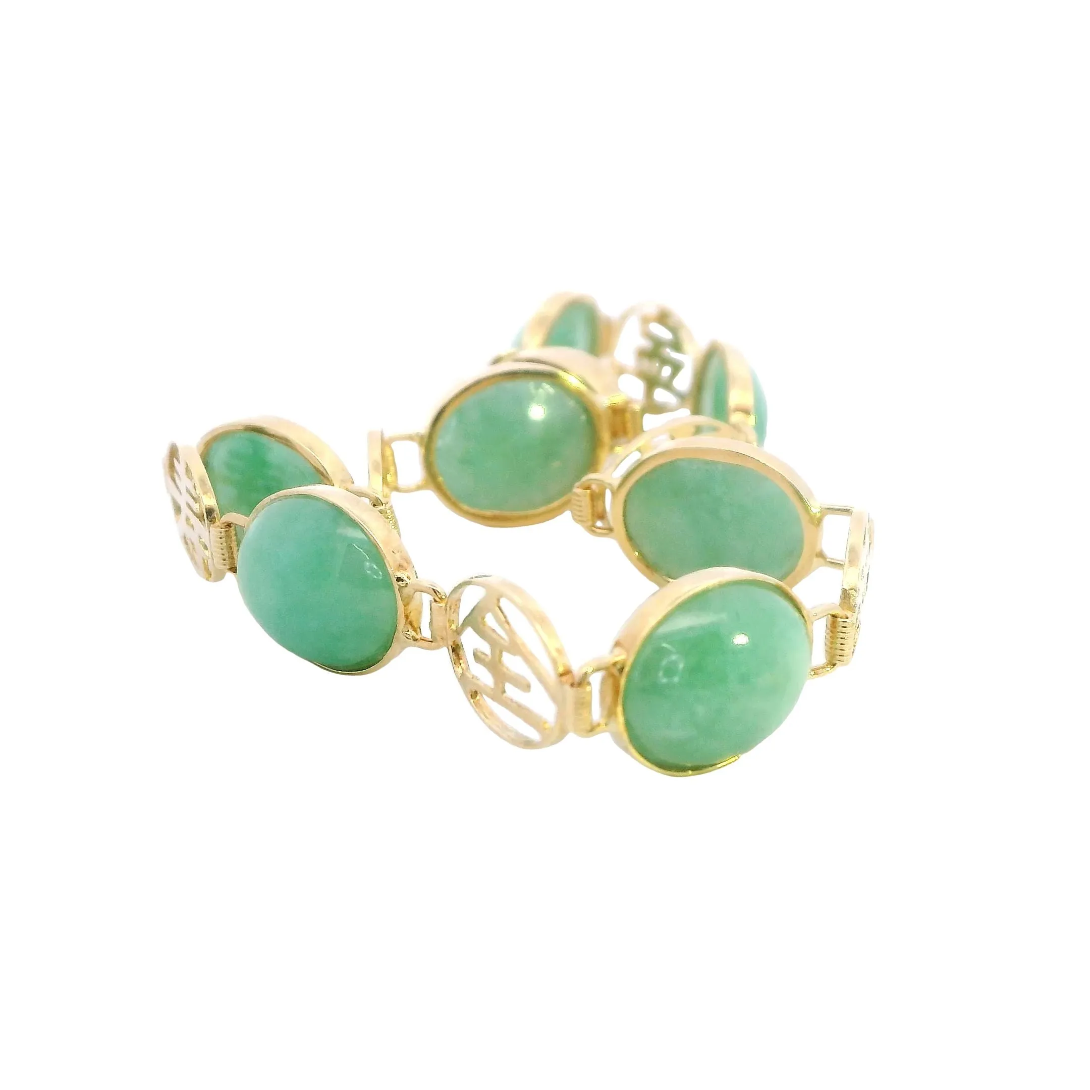 Radiant Harmony: 18ct Yellow Gold Jade Bracelet