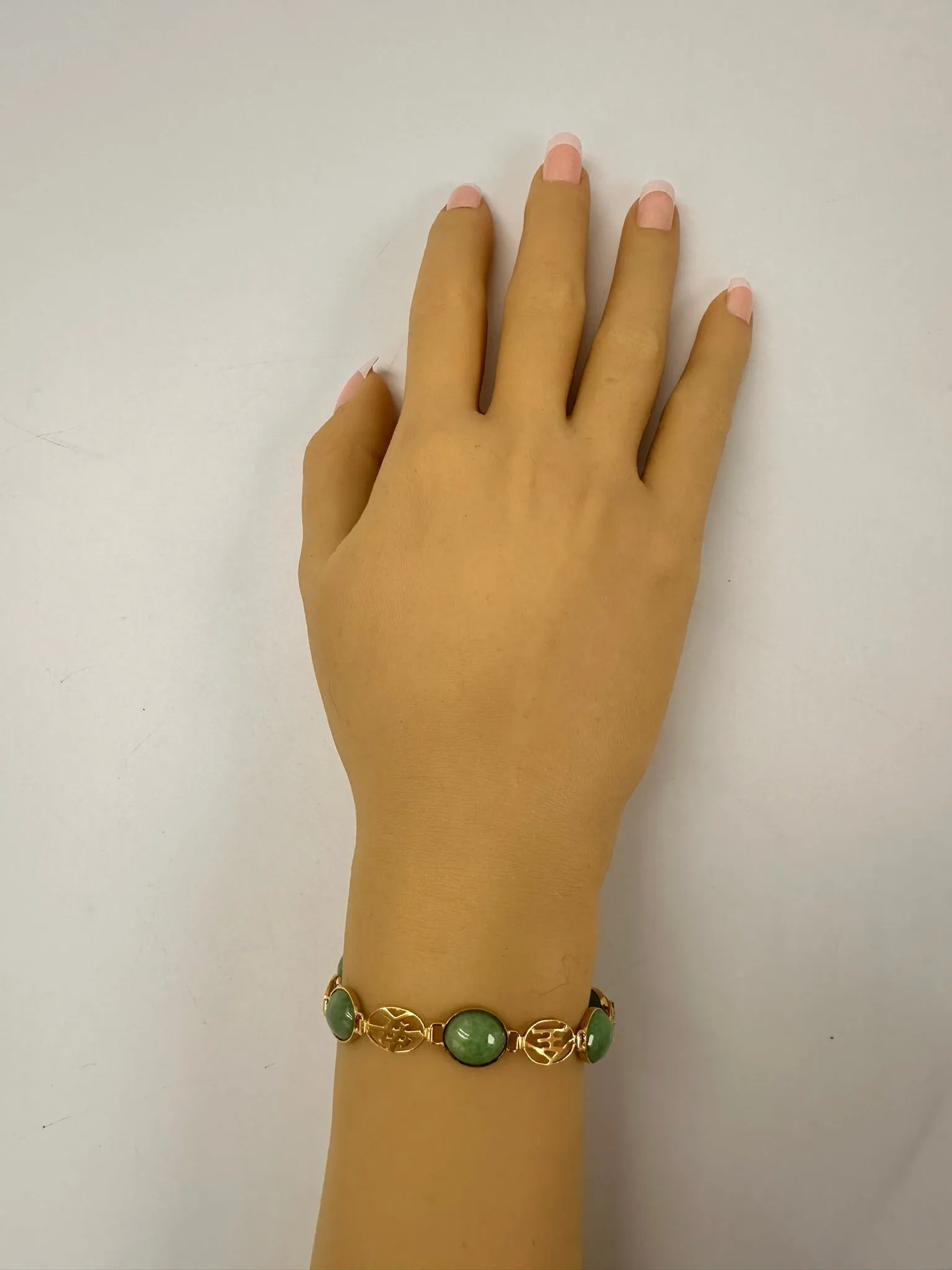 Radiant Harmony: 18ct Yellow Gold Jade Bracelet