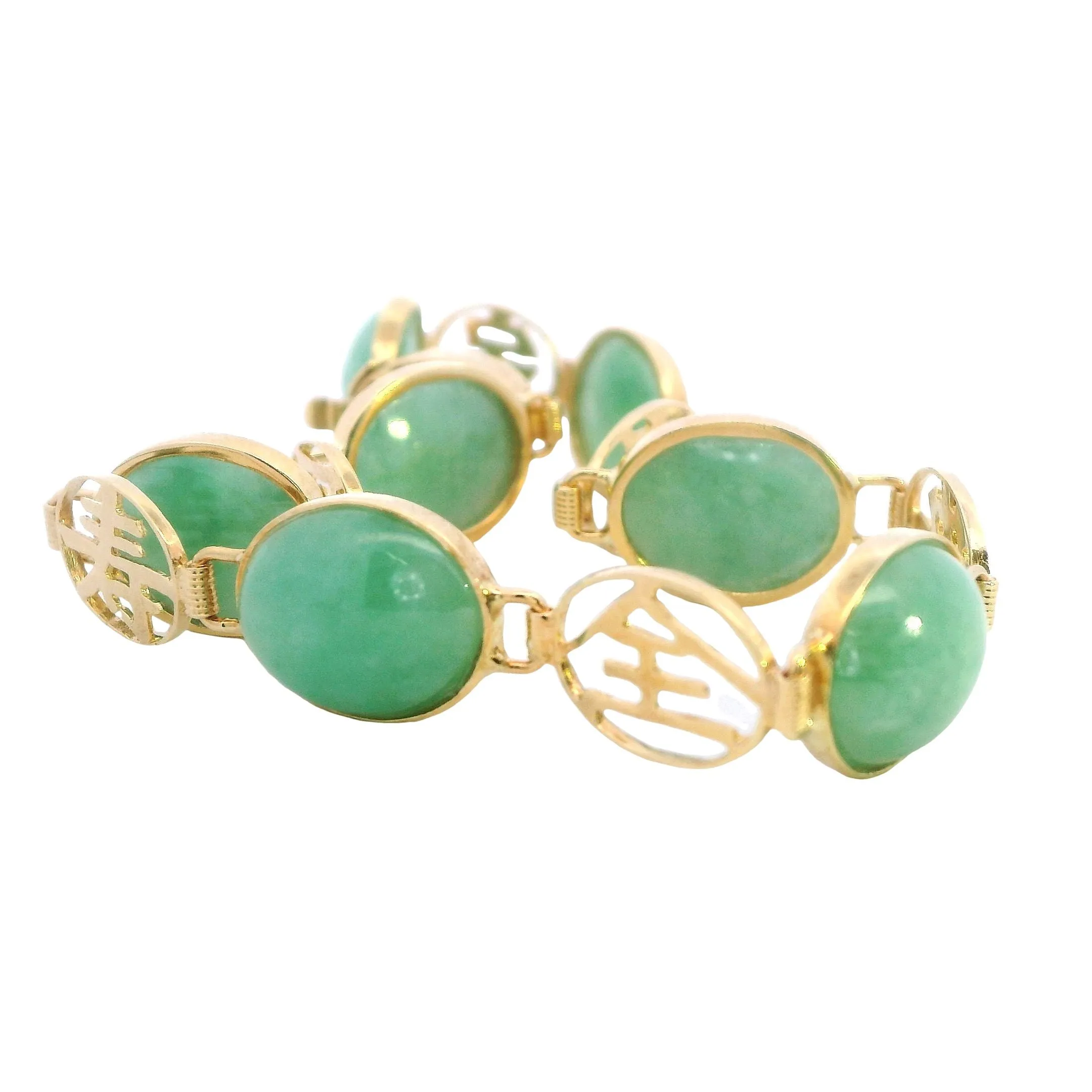 Radiant Harmony: 18ct Yellow Gold Jade Bracelet