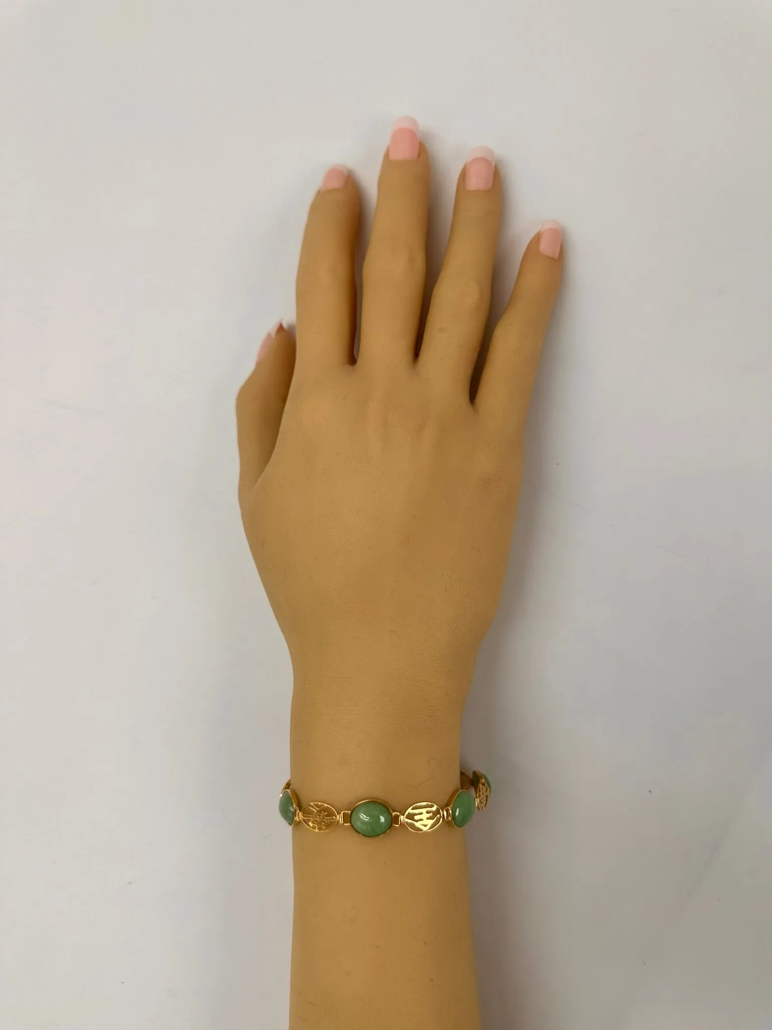 Radiant Harmony: 18ct Yellow Gold Jade Bracelet