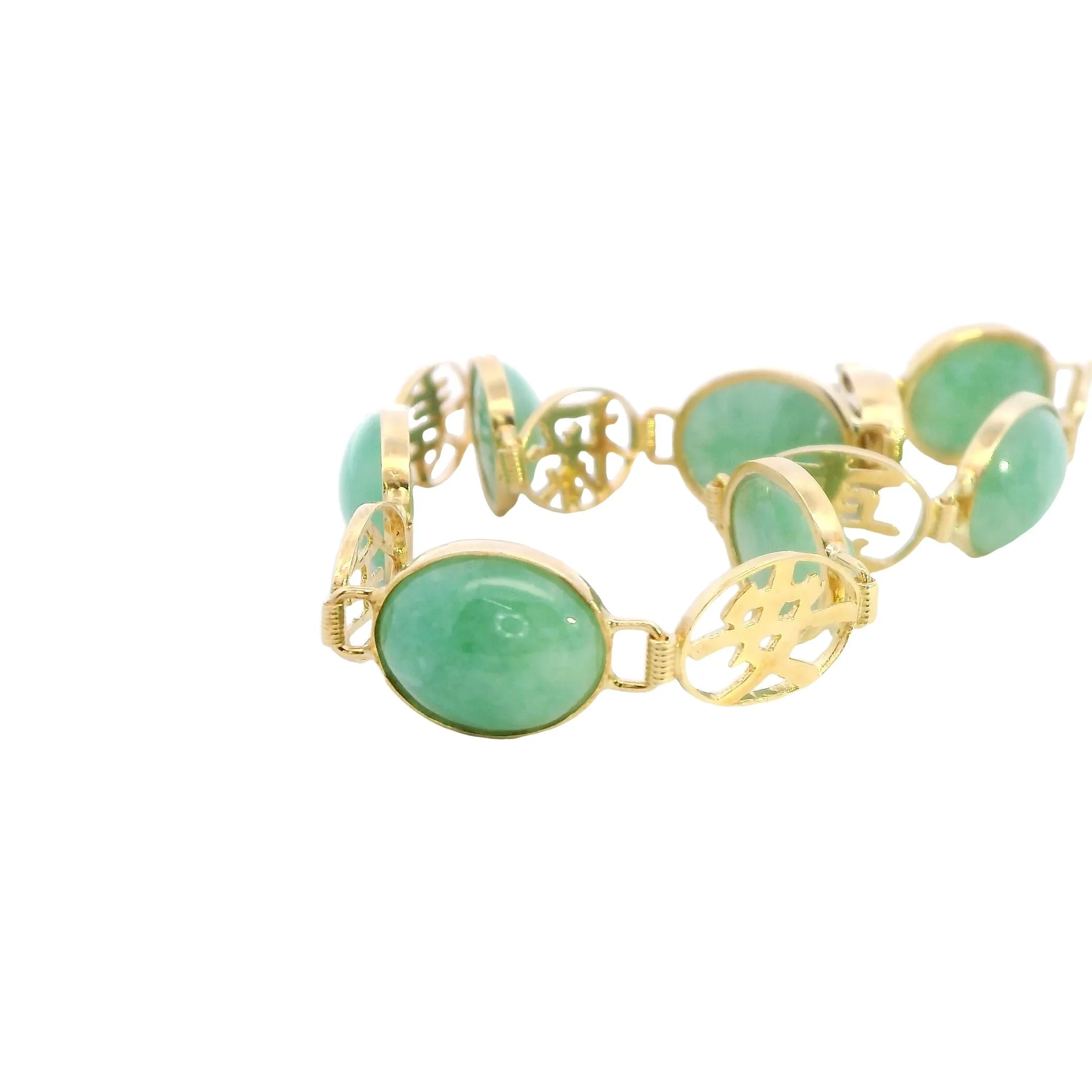 Radiant Harmony: 18ct Yellow Gold Jade Bracelet
