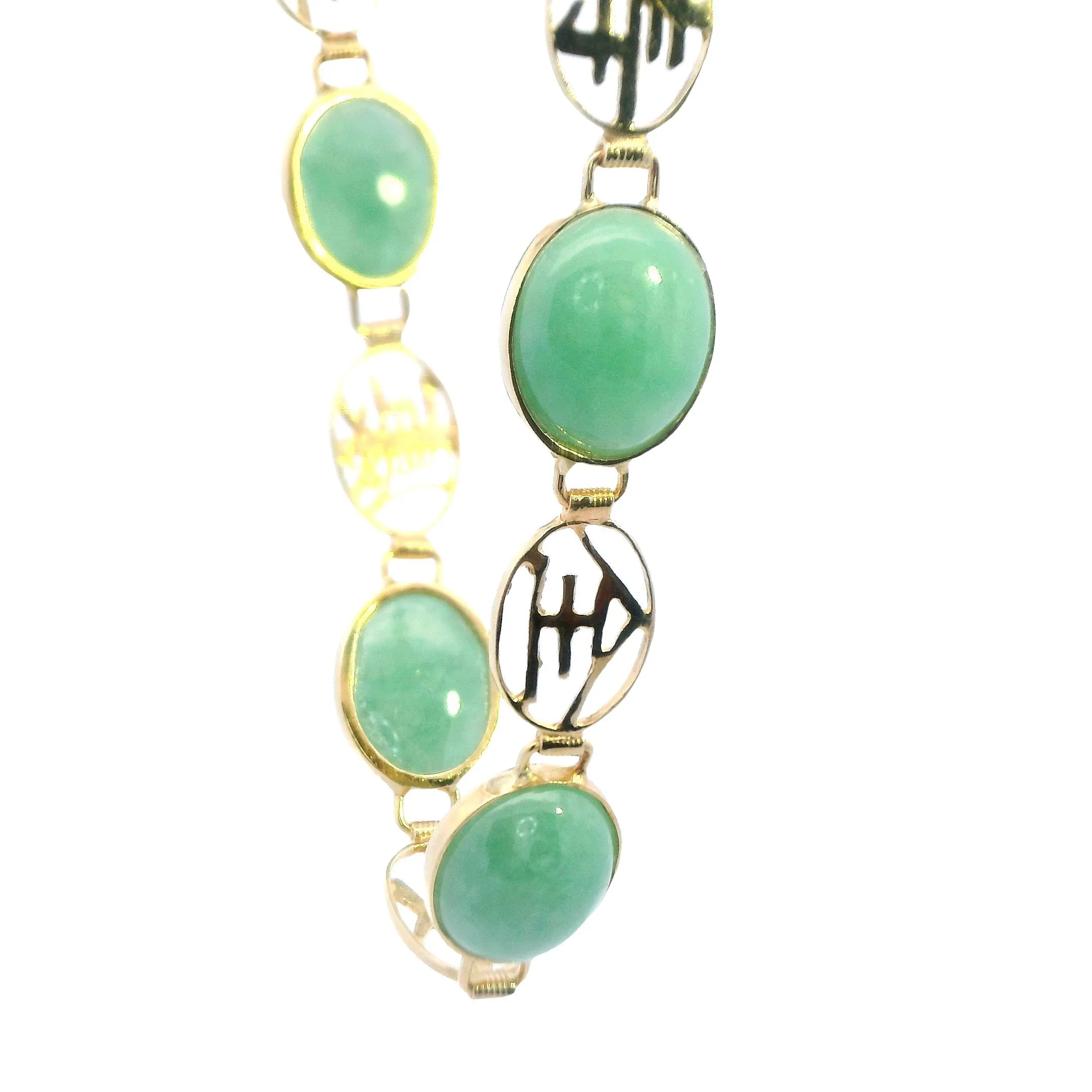 Radiant Harmony: 18ct Yellow Gold Jade Bracelet