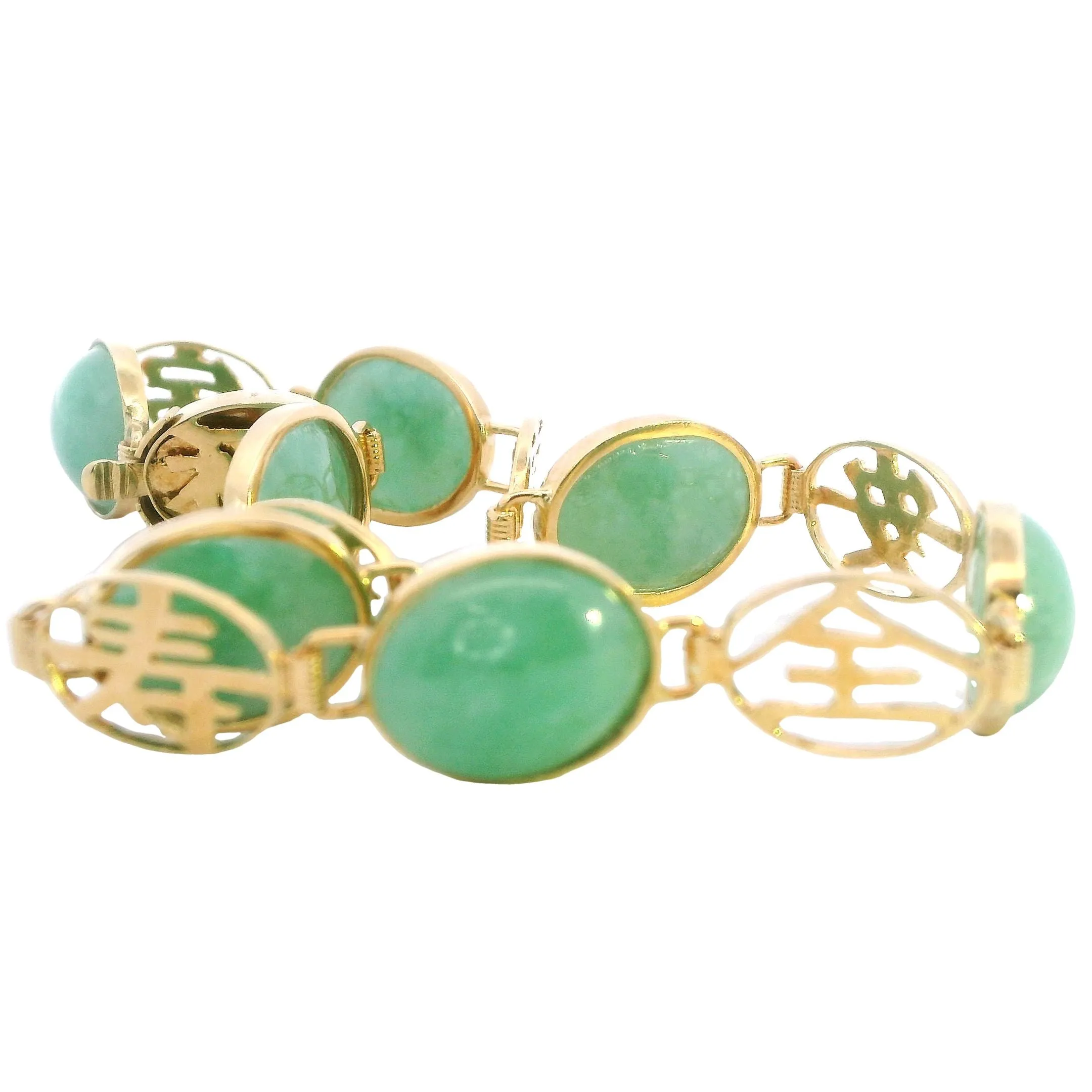 Radiant Harmony: 18ct Yellow Gold Jade Bracelet