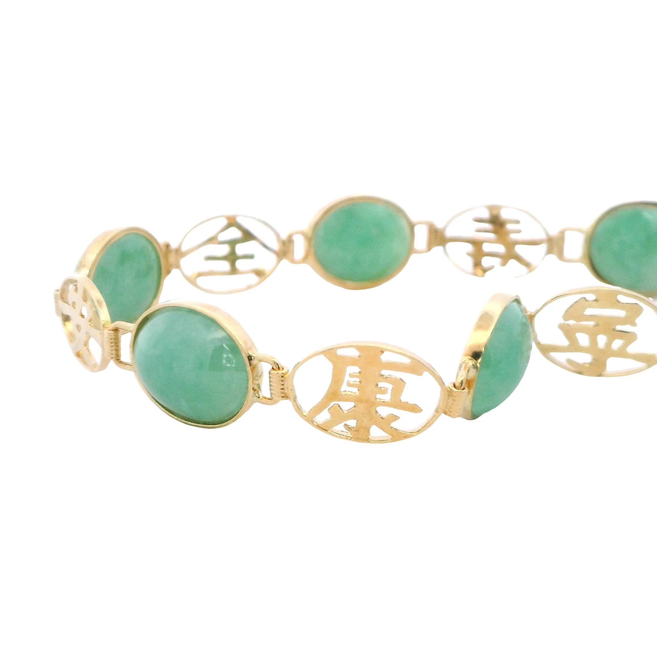Radiant Harmony: 18ct Yellow Gold Jade Bracelet