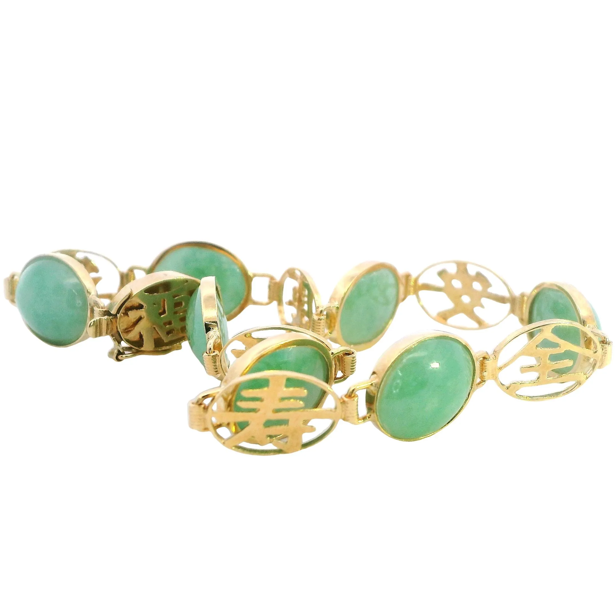 Radiant Harmony: 18ct Yellow Gold Jade Bracelet