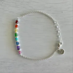 Rainbow Gemstone Bar Bracelet