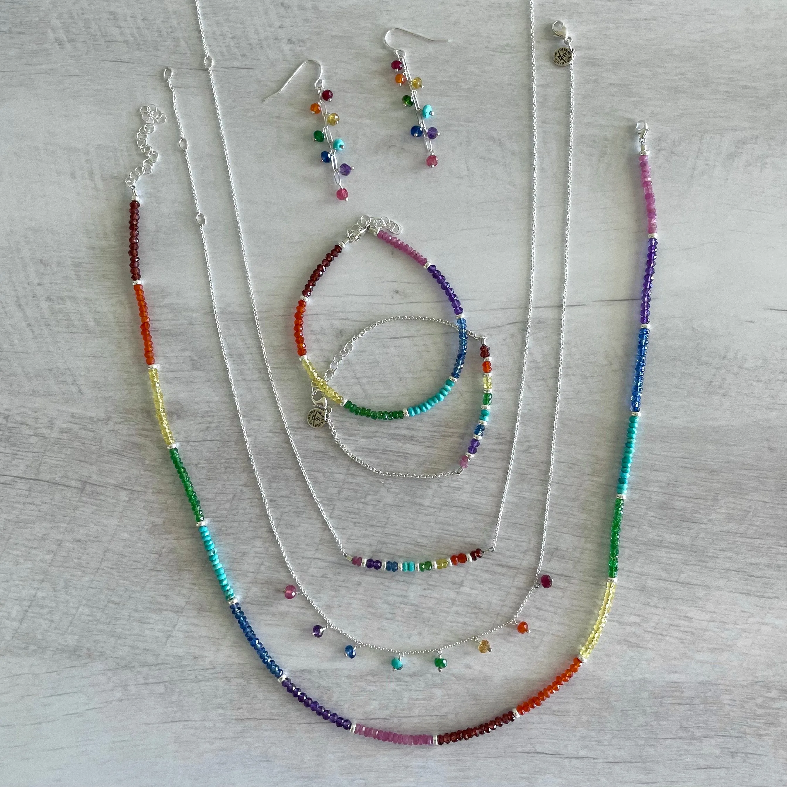 Rainbow Gemstone Bar Bracelet