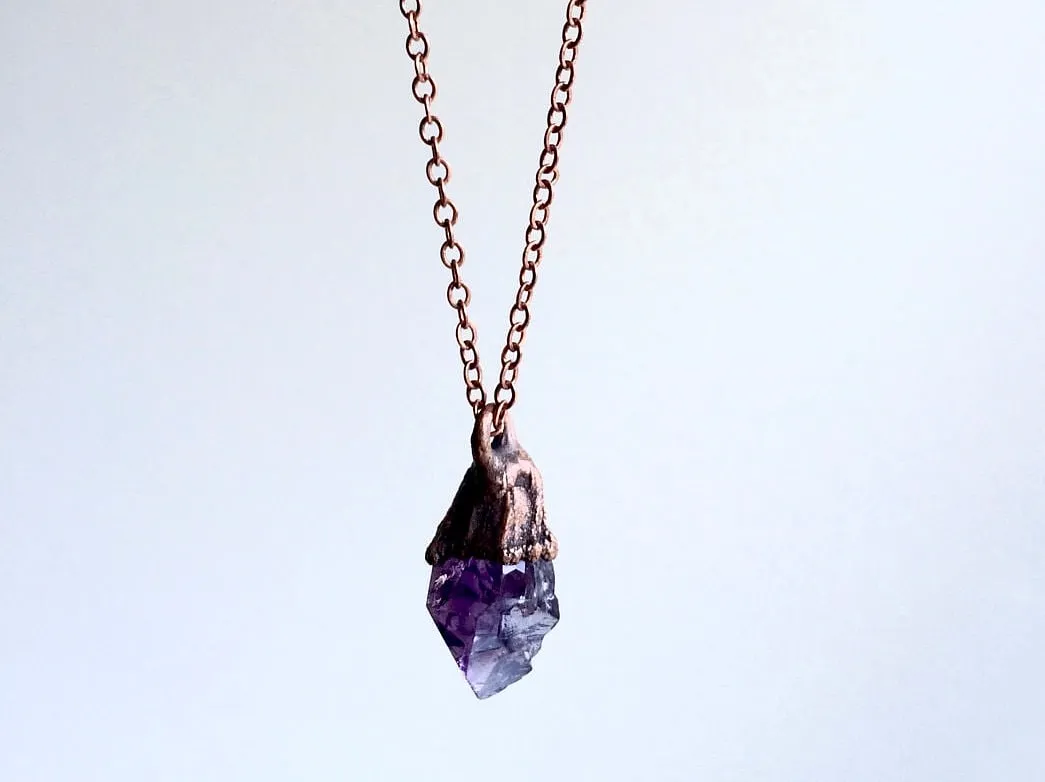 Raw amethyst necklace | Raw amethyst crystal pendant