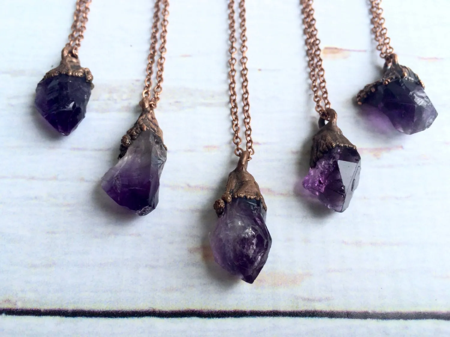 Raw amethyst necklace | Raw amethyst crystal pendant