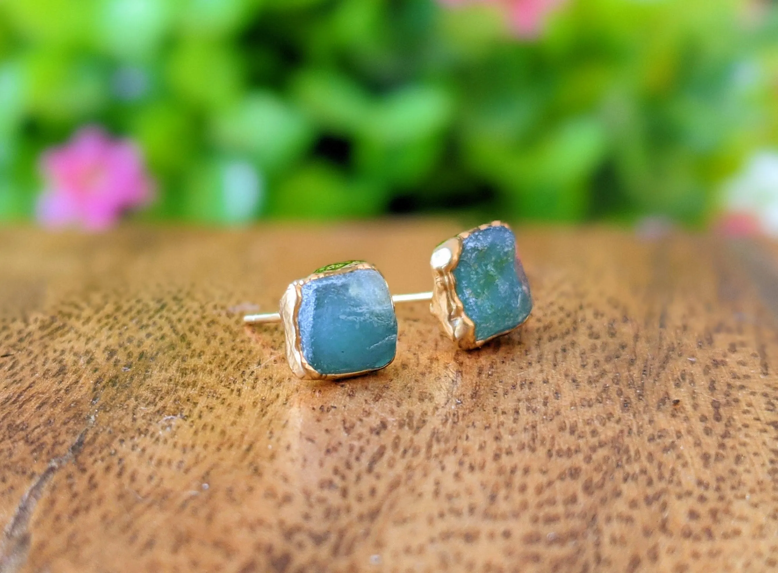 Raw Peruvian Opal stud earrings