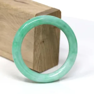 RealJade® Classic Bangle Genuine Burmese Apple Green Jadeite Jade Bangle Bracelet Real Jade Jadeite Jewelry (53.6 mm) #441