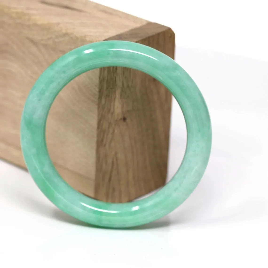 RealJade® Classic Bangle Genuine Burmese Apple Green Jadeite Jade Bangle Bracelet Real Jade Jadeite Jewelry (53.6 mm) #441